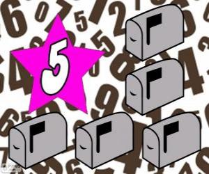Puzzle Αριθμός 5 σε ένα αστέρι με πέντε γραμματοκιβώτια